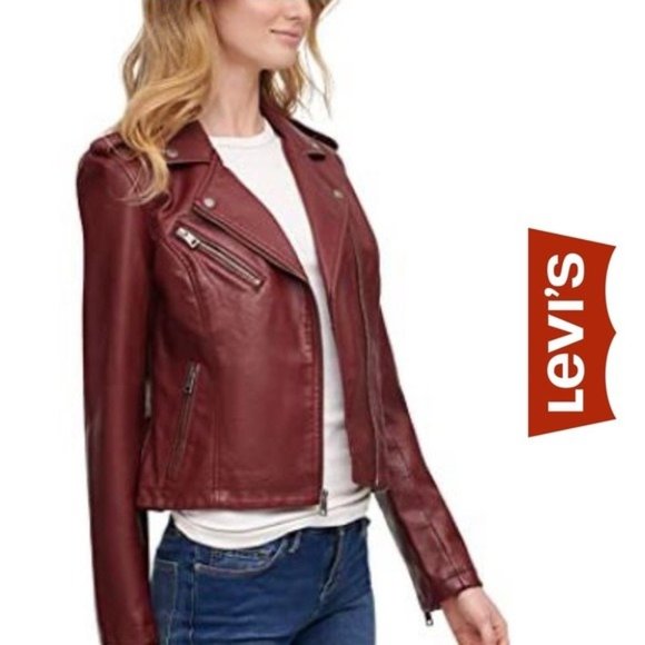Levi's Jackets & Blazers - Levi's NWT Faux Leather Moto Jacket in Wine, Med
